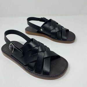Re/Done 90S Fisherman 293-17W9FSHS Slingback Sandal Women 6 Black‎ Leather S0433